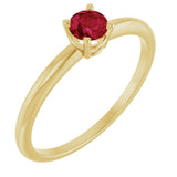 14K Gold Round Ruby Youth Birthstone Ring - Yellow Gold