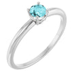 14K Gold Round Blue Zircon Youth Birthstone Ring - White Gold
