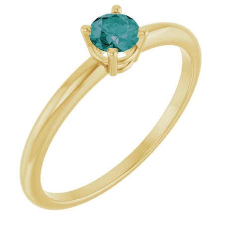 14K Gold Round Lab-Grown Ruby Youth Birthstone Ring - Yellow Gold
