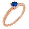 14K Gold Round Lab-Grown Blue Sapphire Youth Birthstone Ring - Rose Gold