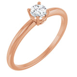 14K Gold Round Natural Diamond Youth Birthstone Ring - Rose Gold