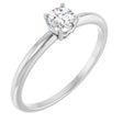 Platinum Round Natural White Sapphire Youth Birthstone Ring