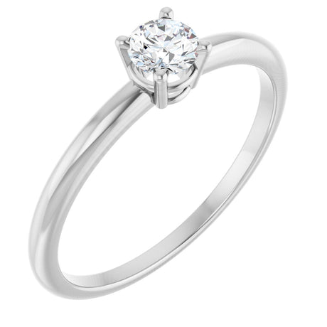 Platinum Round Natural White Sapphire Youth Birthstone Ring