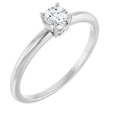 14K Gold Round Natural Diamond Youth Birthstone Ring - White Gold
