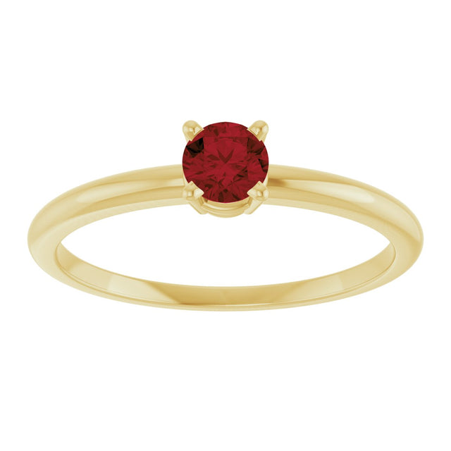 14K Gold Round Garnet Youth Birthstone Ring - Yellow Gold - view 2