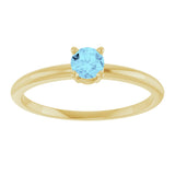 14K Gold Round Natural Aquamarine Youth Birthstone Ring - Yellow Gold - view 2