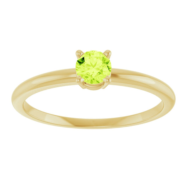 14K Gold Round Peridot Youth Birthstone Ring - Yellow Gold - view 2