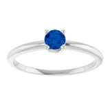 Platinum Round Natural Blue Sapphire Youth Birthstone Ring - view 2