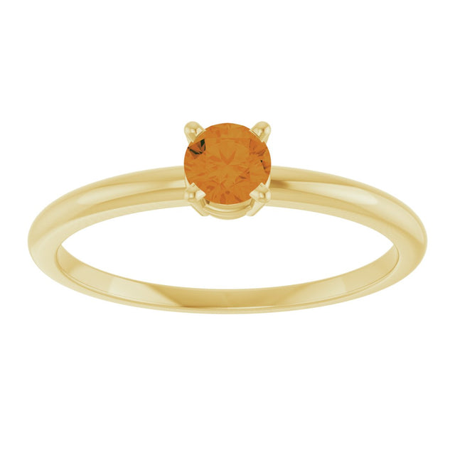 14K Gold Round Citrine Youth Birthstone Ring - Yellow Gold - view 2