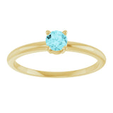 14K Gold Round Natural Blue Zircon Youth Birthstone Ring - Yellow Gold - view 2