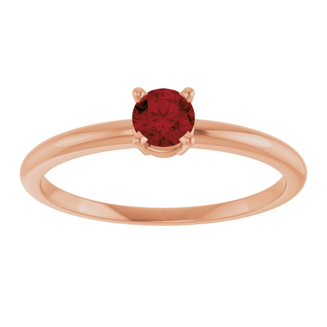 14K Gold Round Natural Mozambique Garnet Youth Birthstone Ring - Rose Gold - view 2