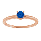 14K Gold Round Natural Blue Sapphire Youth Birthstone Ring - Rose Gold - view 2