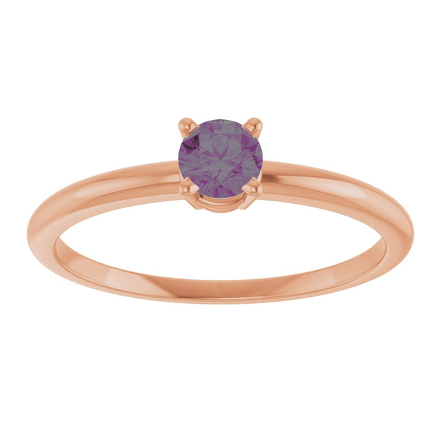 14K Gold Round Lab-Grown Alexandrite Youth Birthstone Ring - Rose Gold - view 3