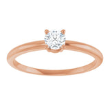 14K Gold Round Natural White Sapphire Youth Birthstone Ring - Rose Gold - view 2