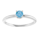14K Gold Round Natural Swiss Blue Topaz Youth Birthstone Ring - White Gold - view 2