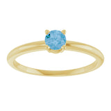 14K Gold Round Natural Swiss Blue Topaz Youth Birthstone Ring - Yellow Gold - view 2