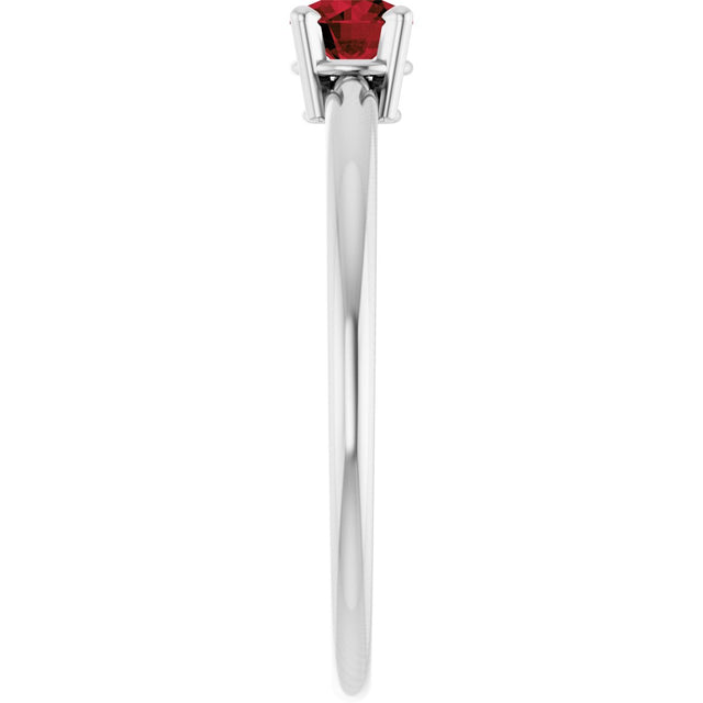 14K Gold Round Garnet Youth Birthstone Ring - White Gold - view 3