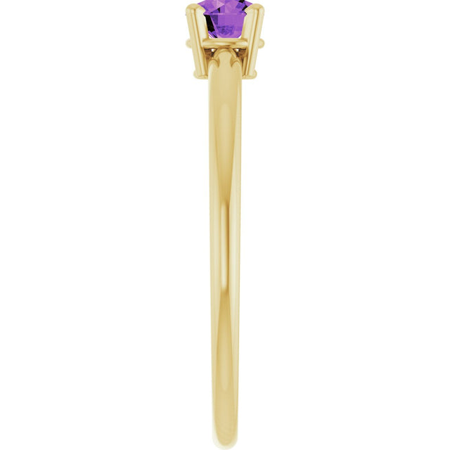 14K Gold Round Amethyst Youth Birthstone Ring - Yellow Gold - view 3