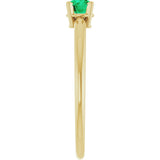14K Gold Round Emerald Youth Birthstone Ring - Yellow Gold - view 3