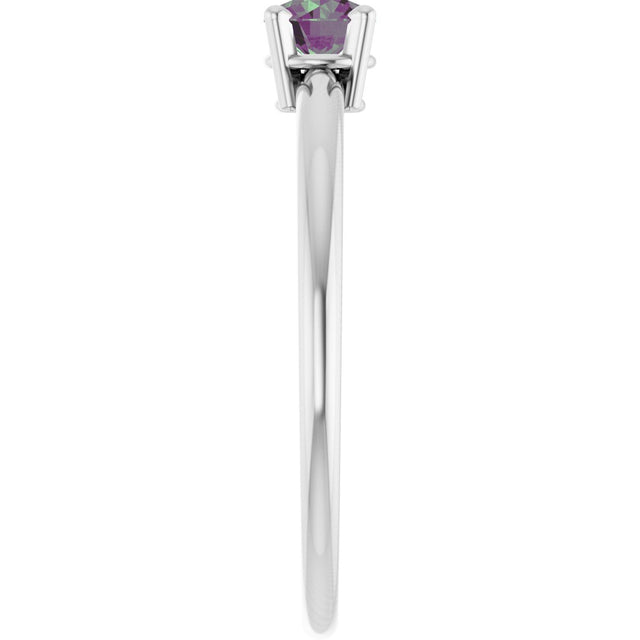 14K Gold Round Alexandrite Youth Birthstone Ring - White Gold - view 4