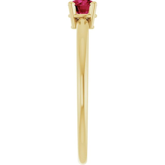 14K Gold Round Ruby Youth Birthstone Ring - Yellow Gold - view 3