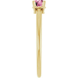 14K Gold Round Pink Tourmaline Youth Birthstone Ring - Yellow Gold - view 3