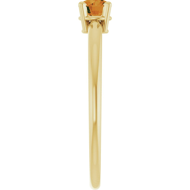 14K Gold Round Citrine Youth Birthstone Ring - Yellow Gold - view 3
