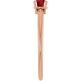 14K Gold Round Natural Mozambique Garnet Youth Birthstone Ring - Rose Gold - view 3