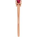 14K Gold Round Natural Ruby Youth Birthstone Ring - Rose Gold - view 3