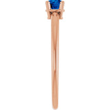 14K Gold Round Natural Blue Sapphire Youth Birthstone Ring - Rose Gold - view 3