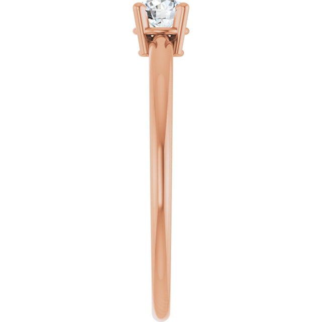 14K Gold Round Natural White Sapphire Youth Birthstone Ring - Rose Gold - view 3