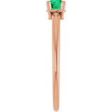 14K Gold Round Natural Emerald Youth Birthstone Ring - Rose Gold - view 3
