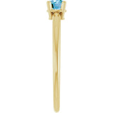 14K Gold Round Natural Swiss Blue Topaz Youth Birthstone Ring - Yellow Gold - view 3