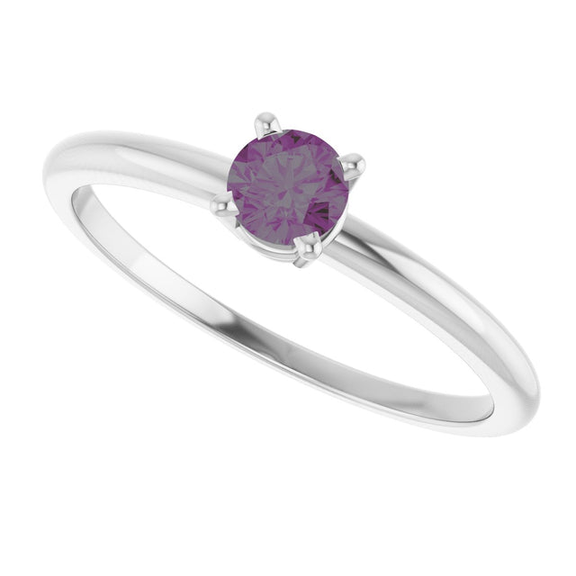 14K Gold Round Alexandrite Youth Birthstone Ring - White Gold - view 5