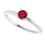 Platinum Round Lab-Grown Ruby Youth Birthstone Ring - view 4