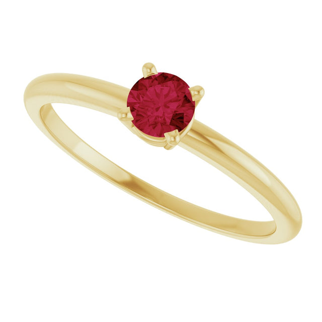 14K Gold Round Ruby Youth Birthstone Ring - Yellow Gold - view 4