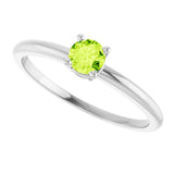 14K Gold Round Peridot Youth Birthstone Ring - White Gold - view 4