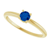 14K Gold Round Natural Blue Sapphire Youth Birthstone Ring - Yellow Gold - view 4