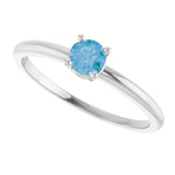14K Gold Round Natural Swiss Blue Topaz Youth Birthstone Ring - White Gold - view 4