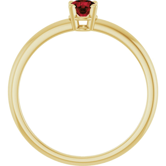 14K Gold Round Garnet Youth Birthstone Ring - Yellow Gold - view 5