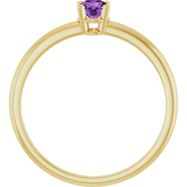 14K Gold Round Amethyst Youth Birthstone Ring - Yellow Gold - view 5