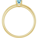14K Gold Round Natural Aquamarine Youth Birthstone Ring - Yellow Gold - view 5
