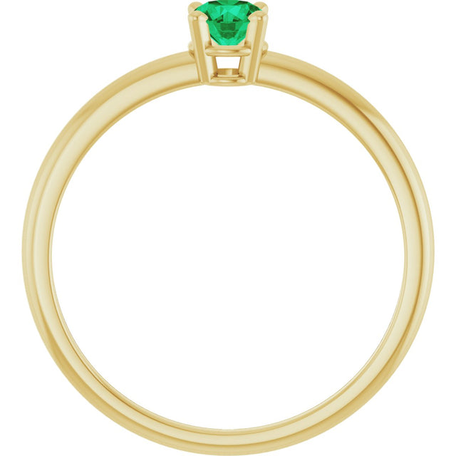 14K Gold Round Emerald Youth Birthstone Ring - Yellow Gold - view 5
