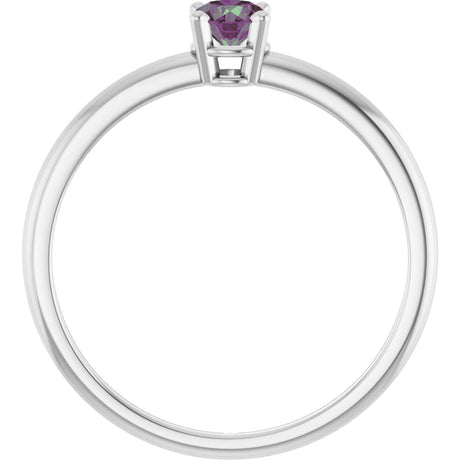 Platinum Round Lab-Grown Alexandrite Youth Birthstone Ring - view 2