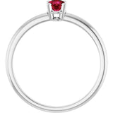 Platinum Round Lab-Grown Ruby Youth Birthstone Ring - view 5