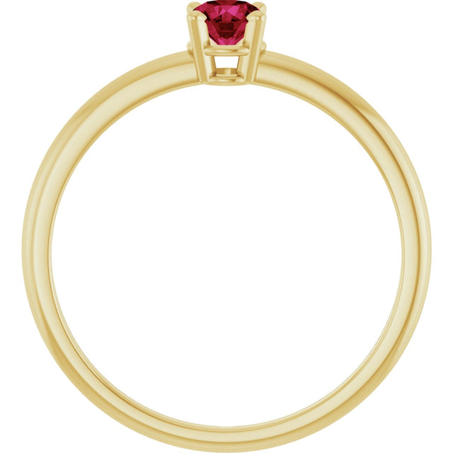 14K Gold Round Natural Ruby Youth Birthstone Ring - Yellow Gold - view 5