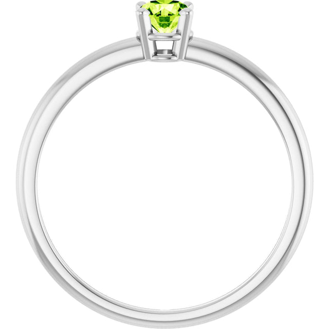 14K Gold Round Peridot Youth Birthstone Ring - White Gold - view 5