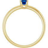 14K Gold Round Natural Blue Sapphire Youth Birthstone Ring - Yellow Gold - view 5