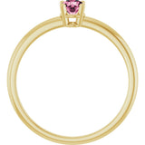 14K Gold Round Pink Tourmaline Youth Birthstone Ring - Yellow Gold - view 5