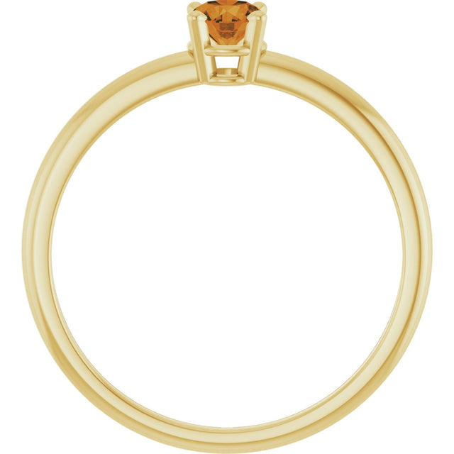 14K Gold Round Citrine Youth Birthstone Ring - Yellow Gold - view 5